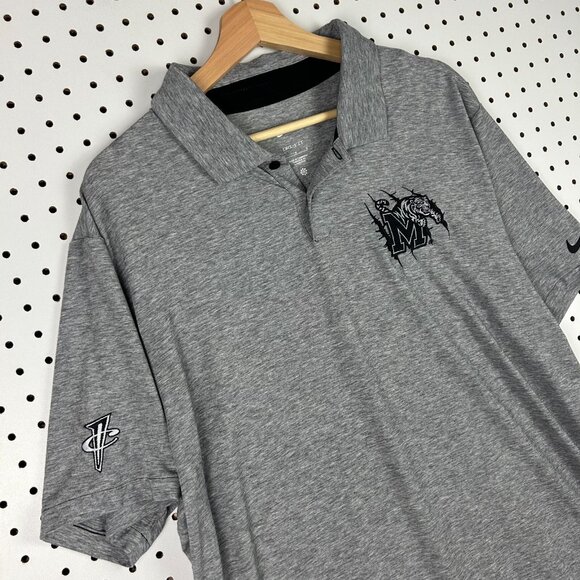 Nike 1 Cent Memphis Tigers Polo Shirt Large Gray Dri Fit Sideline Coach Hardaway - Picture 3 of 6